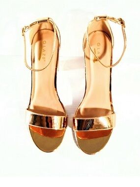 Glaze Metallic Gold Open-Toe Ankle-Strap Heels